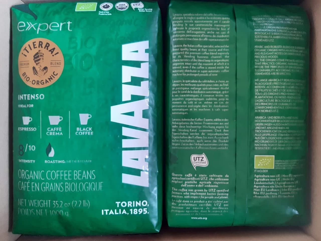 Kavos pupelės "LAVAZZA" Expert ¡Tierra! Bio Organic Intenso